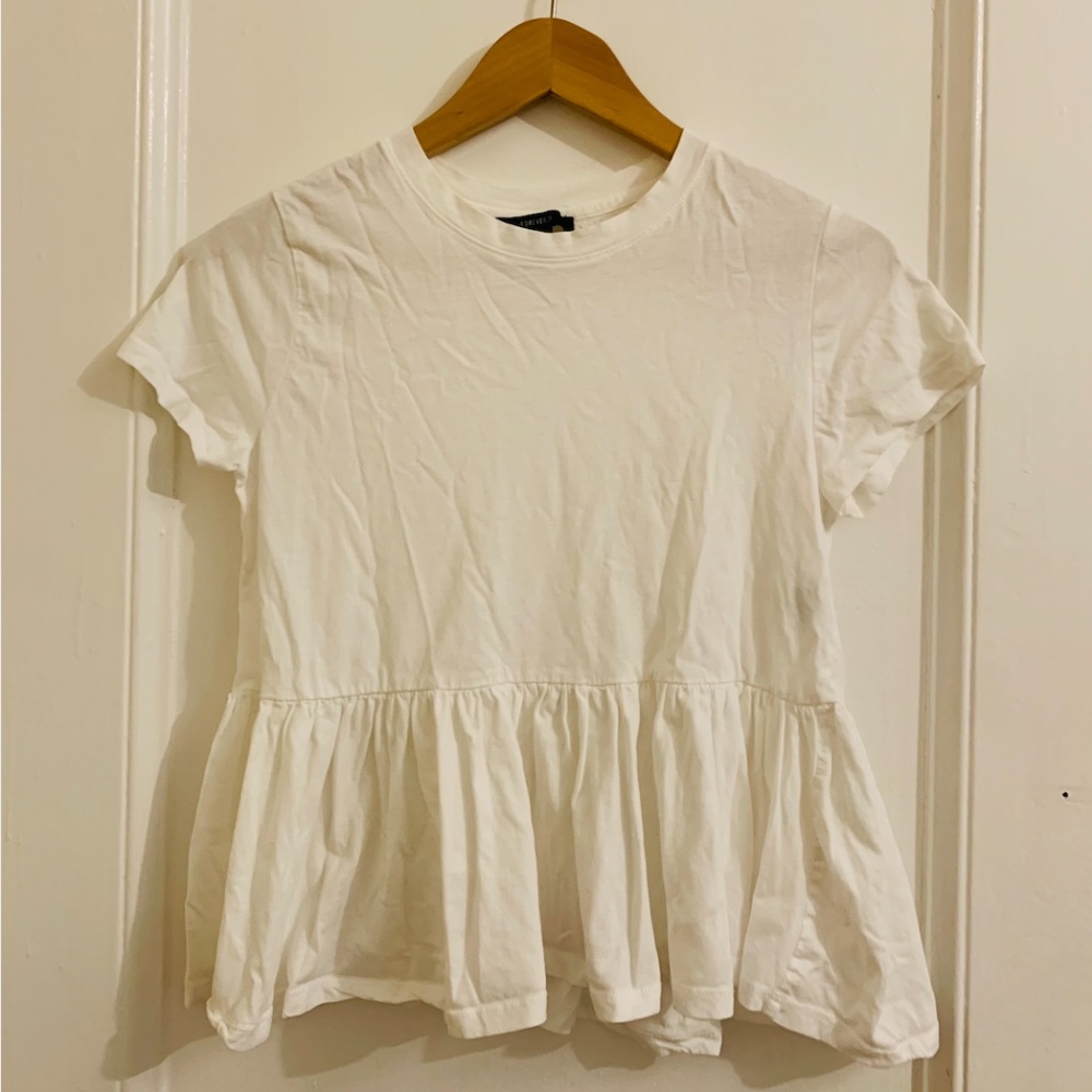 F21 White Peplum Top